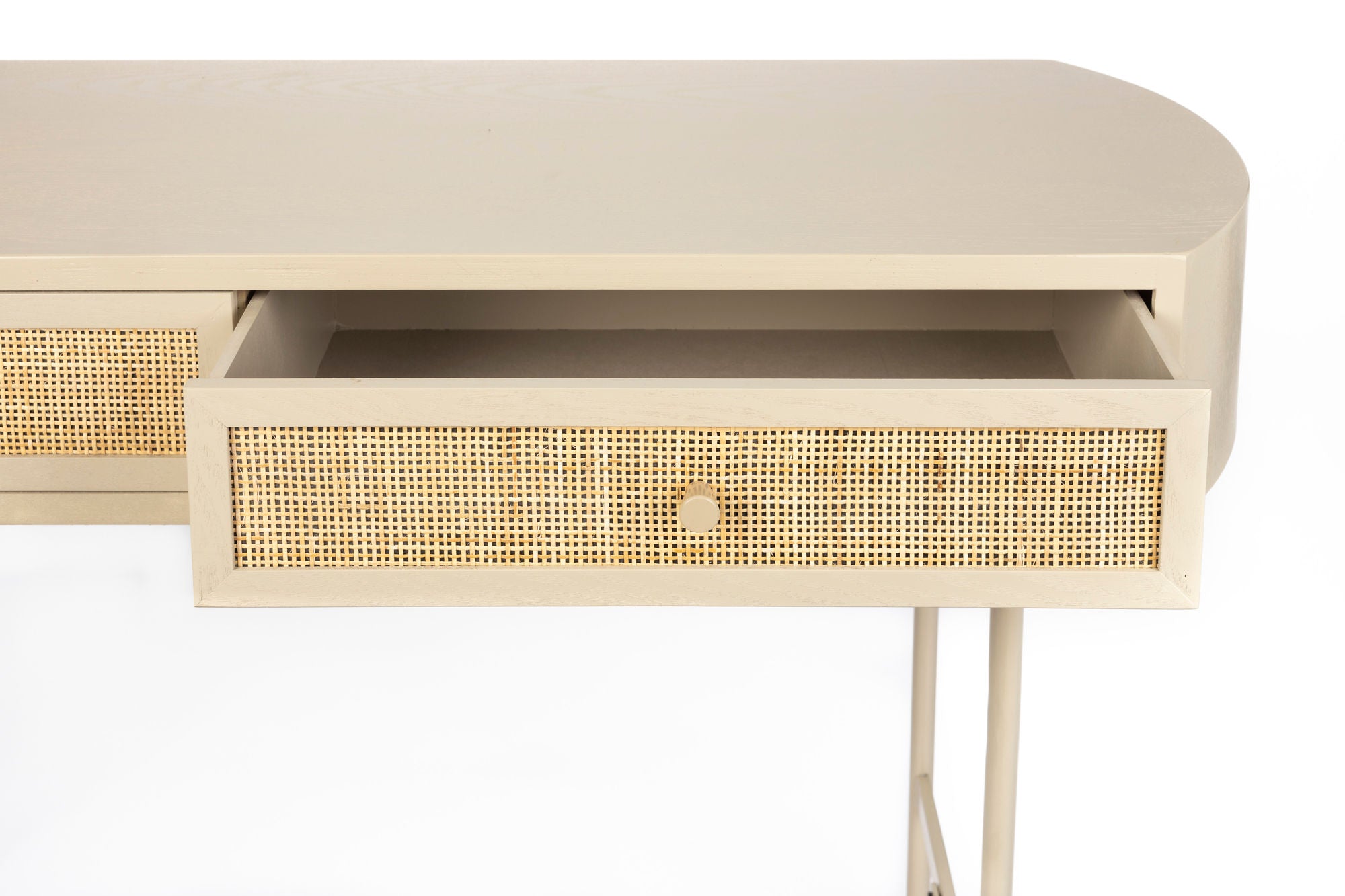 Amaya Beige Wood & Natural Rattan Console Table | 2 Doors